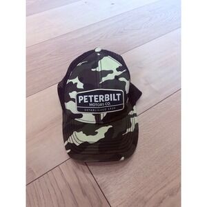 Peterbilt Motors Co Camo Trucker Hat Mesh Snapback Cap Green Black Camouflage